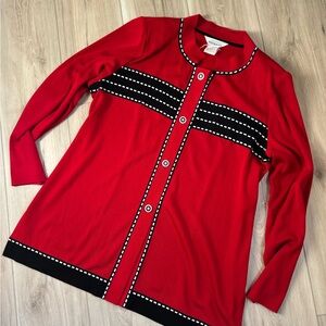 Misook Eed Cardigan with Black and White Accents